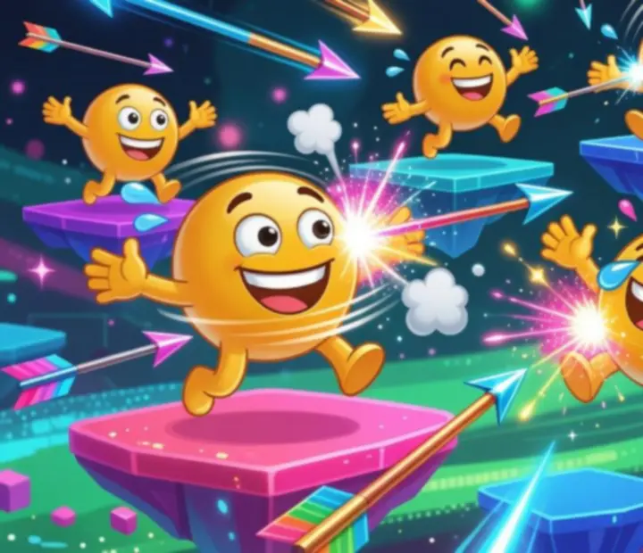 Animations d'émojis et effets lumineux dans Emoji Arrow Shoot Master