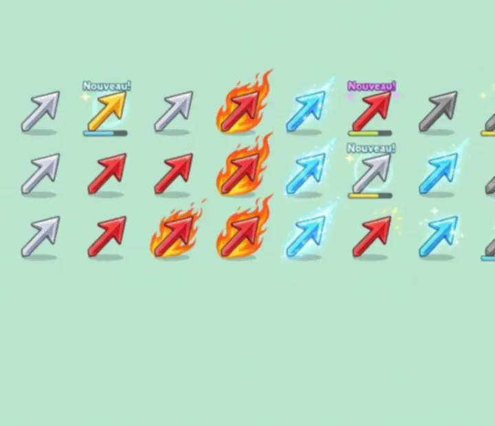 Illustration de différentes flèches et effets visuels à débloquer