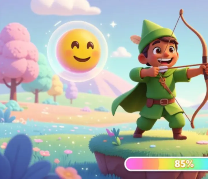 Ambiance pastel et émojis colorés d'Emoji Arrow Shoot Master