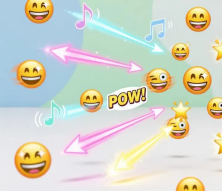 Ambiance visuelle colorée avec émojis et flèches lumineuses dans le jeu Emoji Arrow Shoot Master